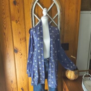 Soft Surroundings Size Medium Periwinkle Blue Open Front Kimona Sleeve Jacket